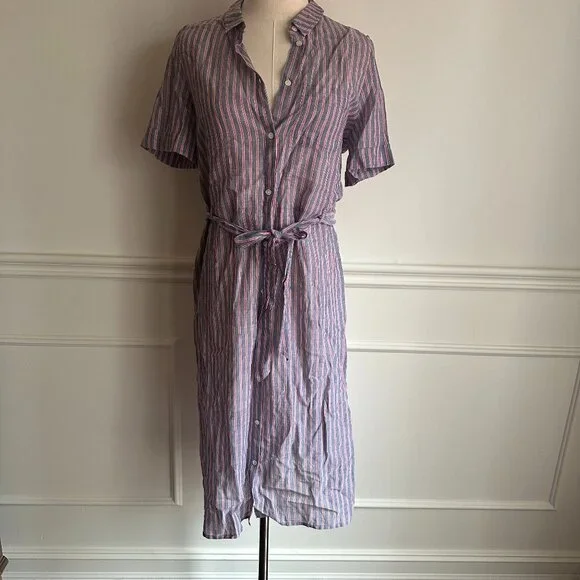 Sézane Lexia Dress in striped écru, red, and blue ~ size FR40, NWT! - Picture 2 of 8